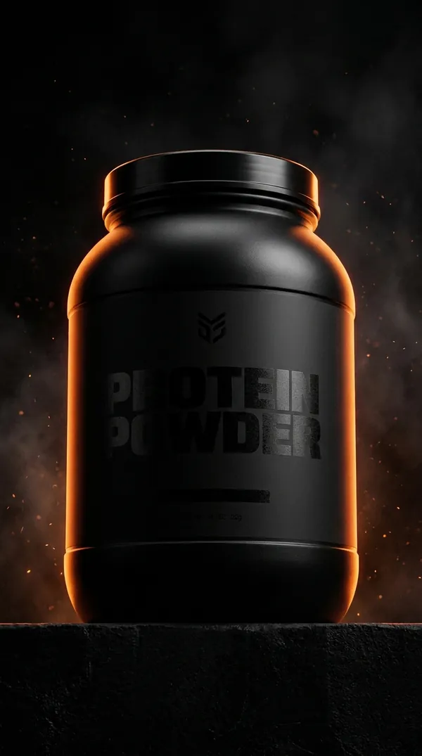 Demo product shot for FORGE, an invented protein brand