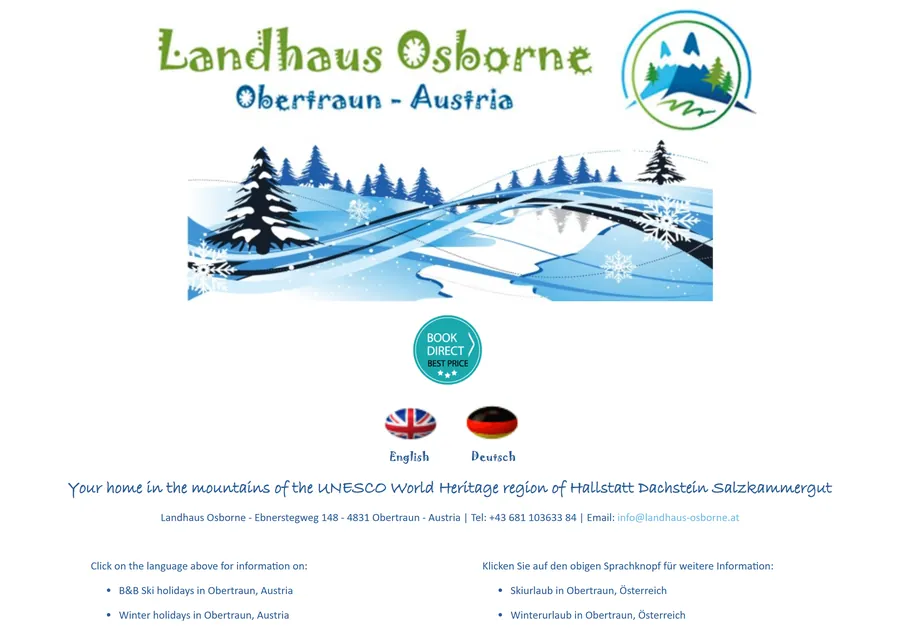 Before: the old Landhaus Osborne homepage